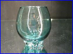 Vintage Hand Blown Art Glass Aqua Blue Decanter Set Unique