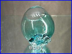 Vintage Hand Blown Art Glass Aqua Blue Decanter Set Unique