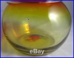 Vintage Hand Blown BLENKO Amberina Ring Neck Swirl Glass Decanter 11 1/2
