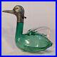 Vintage-Hand-Blown-Czech-Glass-5-75-Green-Duck-Decanter-Brass-Metal-Head-01-mup