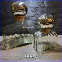 Vintage Hand Blown Mexican Glass Decanter Set Of 2 Show Class