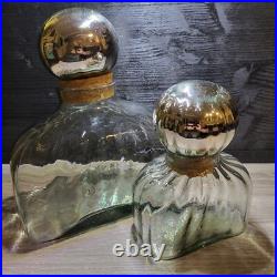 Vintage Hand Blown Mexican Glass Decanter Set Of 2 Show Class