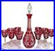 Vintage-Hand-Cut-Crystal-Cranberry-Clear-Decanter-Cordial-Glasses-West-Germany-01-sswk
