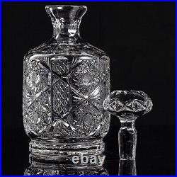 Vintage Hand-Cut Crystal Glass Decanter With Stopper For Home Bar Or Decor