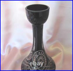 Vintage Hand Cut Dark Ruby Crystal Glass Carafe Decanter Vase