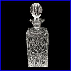 Vintage Hand Cut Lead Crystal Clear Glass Decanter with Ball Finial Stopper