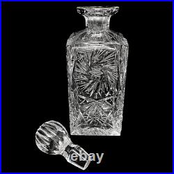 Vintage Hand Cut Lead Crystal Clear Glass Decanter with Ball Finial Stopper