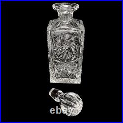 Vintage Hand Cut Lead Crystal Clear Glass Decanter with Ball Finial Stopper