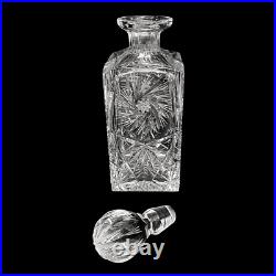 Vintage Hand Cut Lead Crystal Clear Glass Decanter with Ball Finial Stopper