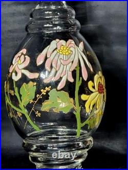Vintage Hand Painted Floral Art Nouveau Glass Decanter & Original Stopper, #28