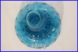 Vintage Hand blown BLENKO Aqua Turquoise Seed Glass 10 Decanter Bottle +Stopper
