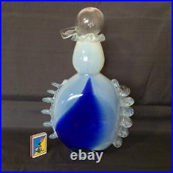 Vintage Handblow Smoky Blue Glass Wine Brandy Decanter by Halytskyi, 1970's