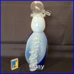 Vintage Handblow Smoky Blue Glass Wine Brandy Decanter by Halytskyi, 1970's