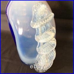 Vintage Handblow Smoky Blue Glass Wine Brandy Decanter by Halytskyi, 1970's