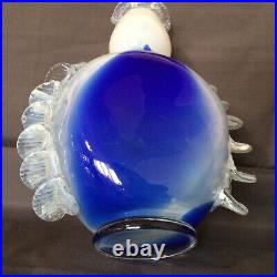 Vintage Handblow Smoky Blue Glass Wine Brandy Decanter by Halytskyi, 1970's