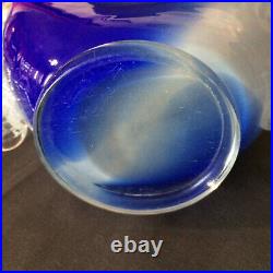 Vintage Handblow Smoky Blue Glass Wine Brandy Decanter by Halytskyi, 1970's