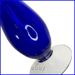 Vintage Handmade BLENKO 15 1/2 Cobalt Blue Art Glass Decanter With Stopper