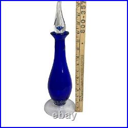 Vintage Handmade BLENKO 15 1/2 Cobalt Blue Art Glass Decanter With Stopper