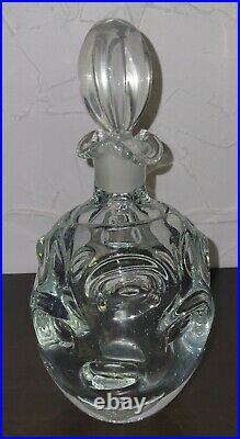 Vintage Heavy Glass Abstract Decanter 9 Tall