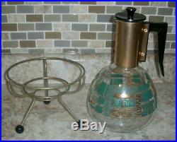 Vintage Hedy Atomic Coffee Carafe Pot & tea light stand Turquoise & Gold 8 Cups