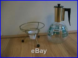 Vintage Hedy Atomic Coffee Carafe Pot & tea light stand Turquoise & Gold 8 Cups