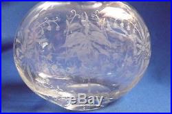 Vintage Heisey Glass Co. 8 1/4 Decanter Orchid Pattern with Silver Overlay Stopper