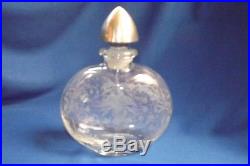 Vintage Heisey Glass Co. 8 1/4 Decanter Orchid Pattern with Silver Overlay Stopper