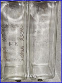 Vintage Hidden Wall Liquor Cabinet Bar Picture Decanter Set 3 Bottles 4 Glasses