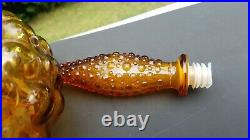 Vintage Hobnail Bubble Amber Genie Bottle Mid Century, Italy Decanter