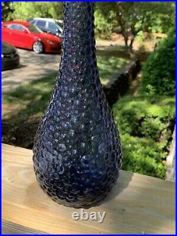 Vintage Hobnail Genie Bottle Art Glass MCM Decanter Italian 22.5