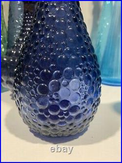 Vintage Hobnail Genie Bottle Art Glass MCM Decanter Italian 22.5
