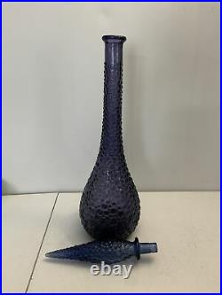 Vintage Hobnail Genie Bottle Art Glass MCM Decanter Italian 22.5 Very Rare