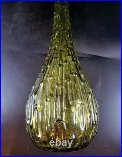 Vintage Hobnail Green Empoli Genie Bottle Italy Decanter NO STOPPER 15.5in