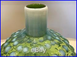 Vintage Hobnail Green Opalescent Tumble-Up Bedside Carafe Bottle