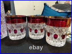 Vintage Hofbauer Ruby Red Flash Crystal Decanter With 6 Tumblers