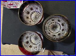 Vintage Hofbauer Ruby Red Flash Crystal Decanter With 6 Tumblers