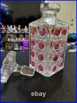 Vintage Hofbauer Ruby Red Flash Crystal Decanter With 6 Tumblers