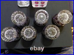 Vintage Hofbauer Ruby Red Flash Crystal Decanter With 6 Tumblers
