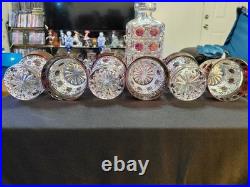 Vintage Hofbauer Ruby Red Flash Crystal Decanter With 6 Tumblers