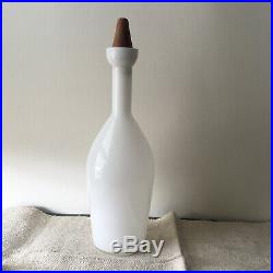 Vintage Holmegaard Denmark Decanter Jacob Bang Cased White Glass Jar Teak
