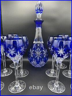 Vintage Horst Belda Stars Of Midnight 12 Crystal Glasses & Matching Decanter