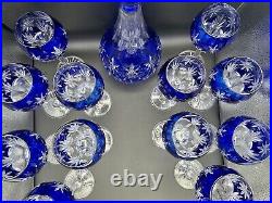 Vintage Horst Belda Stars Of Midnight 12 Crystal Glasses & Matching Decanter