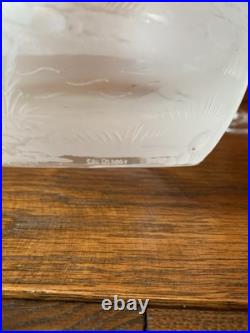Vintage Hungarian Crystal Wine Decanter With 4 Glasses Etched Deer Pheasants
