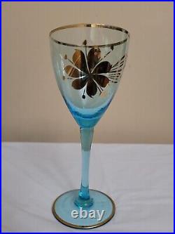 Vintage Hungarian Teal Blue Decanter And Glass Set Without Decanter Stopper