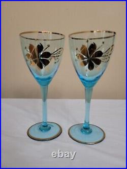 Vintage Hungarian Teal Blue Decanter And Glass Set Without Decanter Stopper