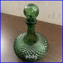 Vintage INDIANA GREEN Glass Decanter WITH STOPPER