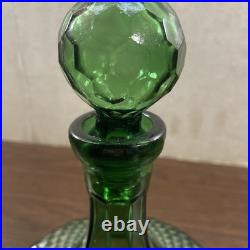 Vintage INDIANA GREEN Glass Decanter WITH STOPPER