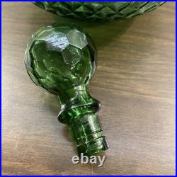 Vintage INDIANA GREEN Glass Decanter WITH STOPPER
