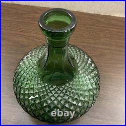 Vintage INDIANA GREEN Glass Decanter WITH STOPPER