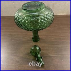 Vintage INDIANA GREEN Glass Decanter WITH STOPPER